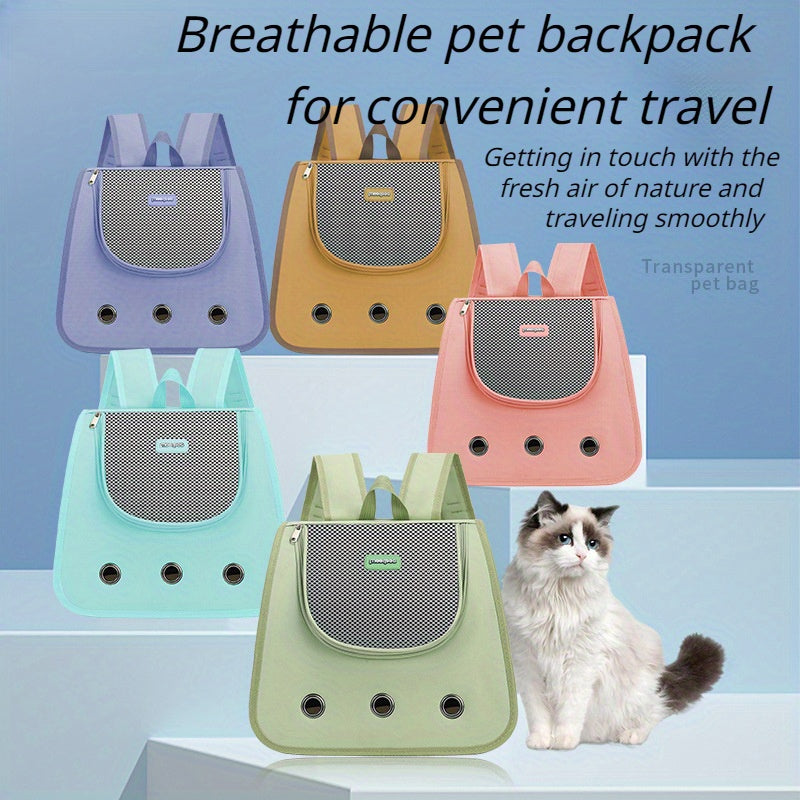 Large Capacity Cat Backpack - Durable Oxford Polyester Pet Carrier with Comfort Shoulder Straps for Cats