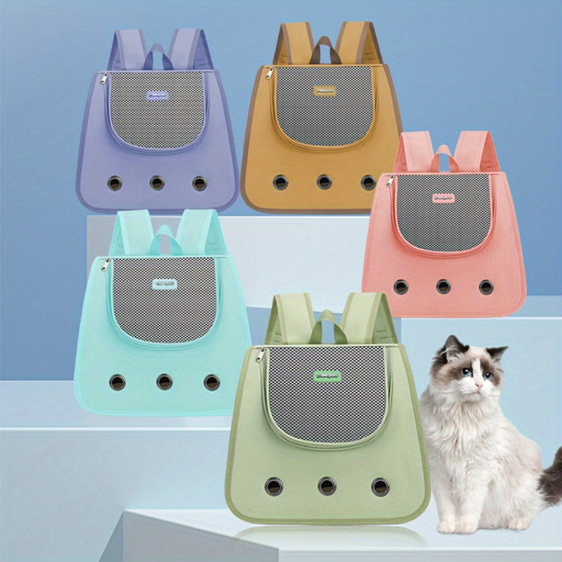 Large Capacity Cat Backpack - Durable Oxford Polyester Pet Carrier with Comfort Shoulder Straps for Cats
