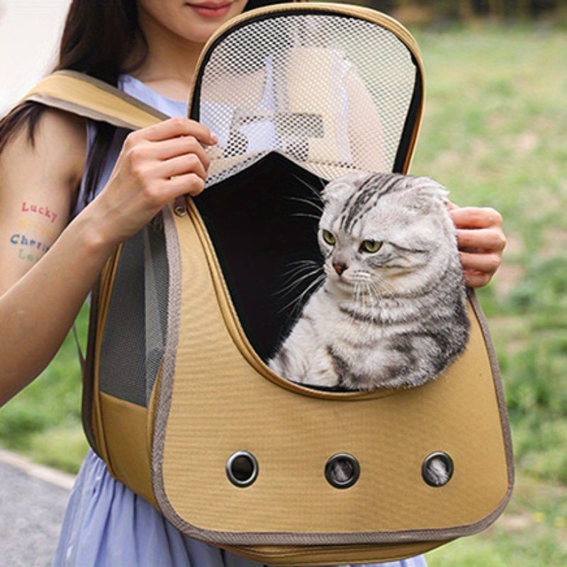 Large Capacity Cat Backpack - Durable Oxford Polyester Pet Carrier with Comfort Shoulder Straps for Cats