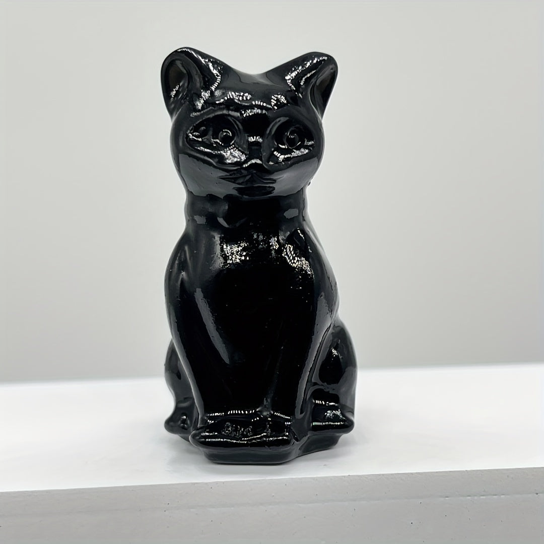 1Pc Exquisite Natural Crystal Whimsical Cat Figurine - Jewelry Accessories for Home Decoration - Unique Gift Idea with Cute Design and Sparkling Appearance