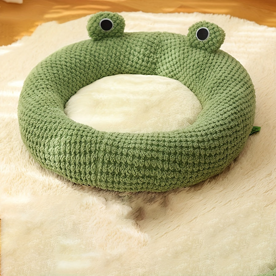 Cozy Frog-Shaped Pet Cave Bed - Soft, Self-Warming, Non-Assembled Indoor Sleeping House for Cats and Small Dogs - Perfect for Relaxation and Comfort