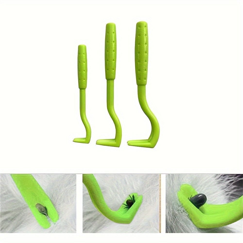 3pcs Durable Polypropylene Tick Removal Tool Set For Dogs And Cats - Effective Flea And Louse Remover For Easy And Safe Pet Care