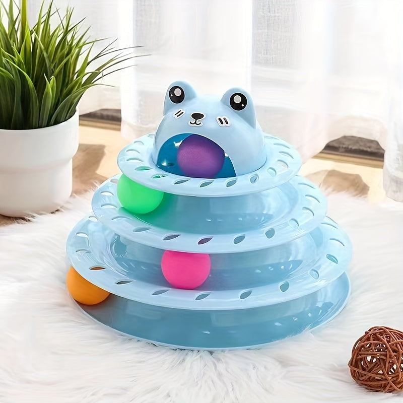 Three-Layer Interactive Cat Tower - Multi-Track Play & IQ Enhancing Teaser Toy for Indoor Fun and Exercise