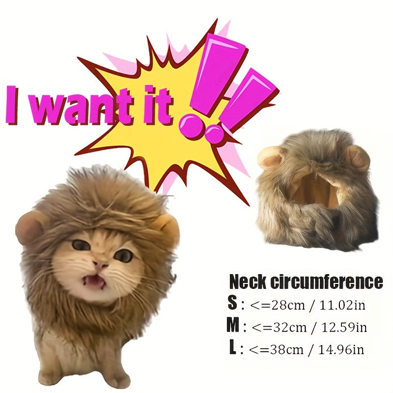 Furry Feline Wig - Soft, Breathable Polyester Pet Costume Accessory with Adorable Ears for Kitty Dress Up, Cosplay, Photo Shoots, and Everyday Play - Comfortable, Durable, and Easy to Clean