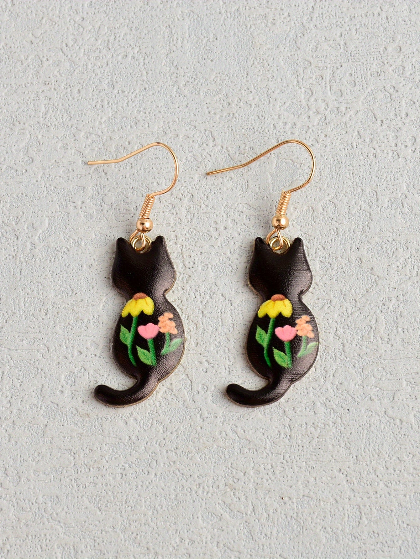 Cute Enamel Cat Design Dangle Earrings Cartoon Style Zinc Alloy Jewelry Adorable Gift For Women   Daily Casual