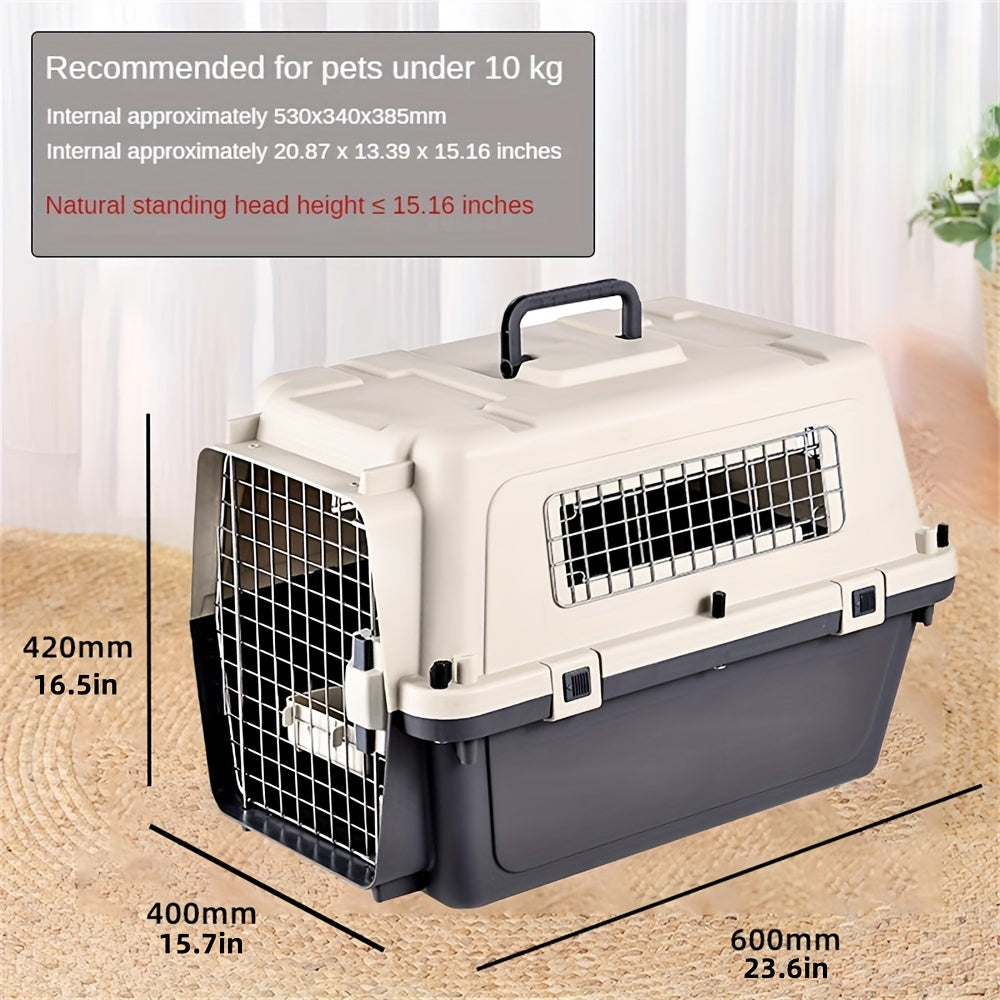1pc Premium Pet Airline Crate with Full Iron Mesh - Durable, Portable, and Comfortable for International Travel, Includes Separate Cages for Cats & Dogs, Ideal for Professional Pet Transportation