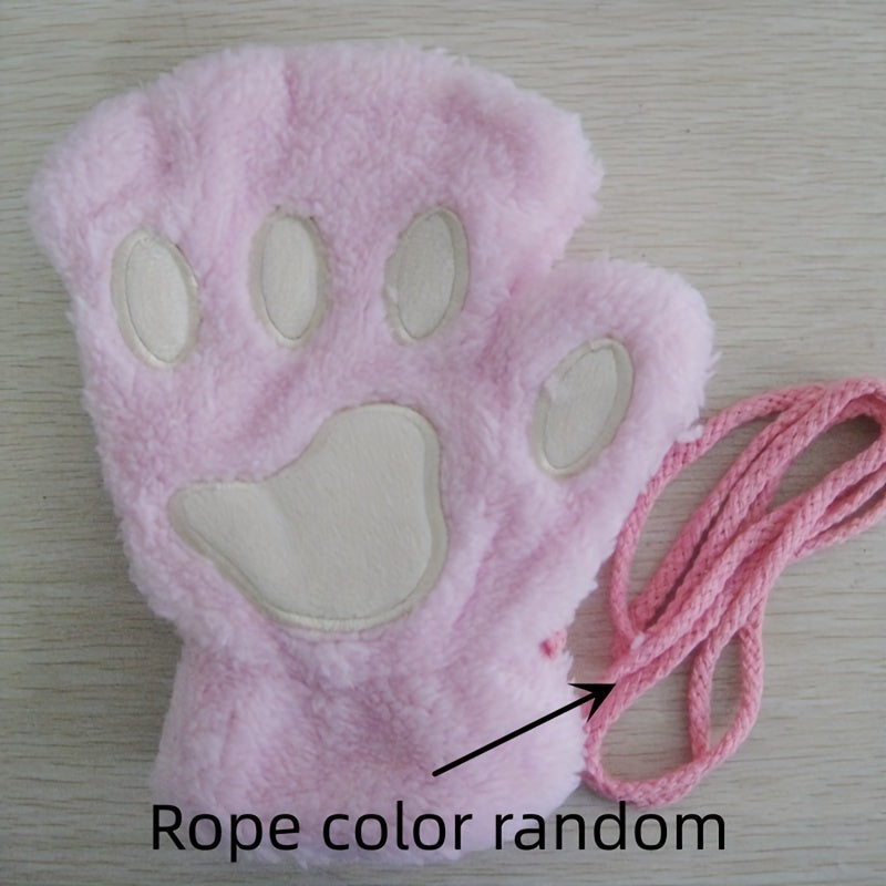 1 Pair of Adorable Kitten Claw Gloves - Soft, Thermal, Plush Knit Fabric - Perfect Cozy Christmas Gift for Friends and Family