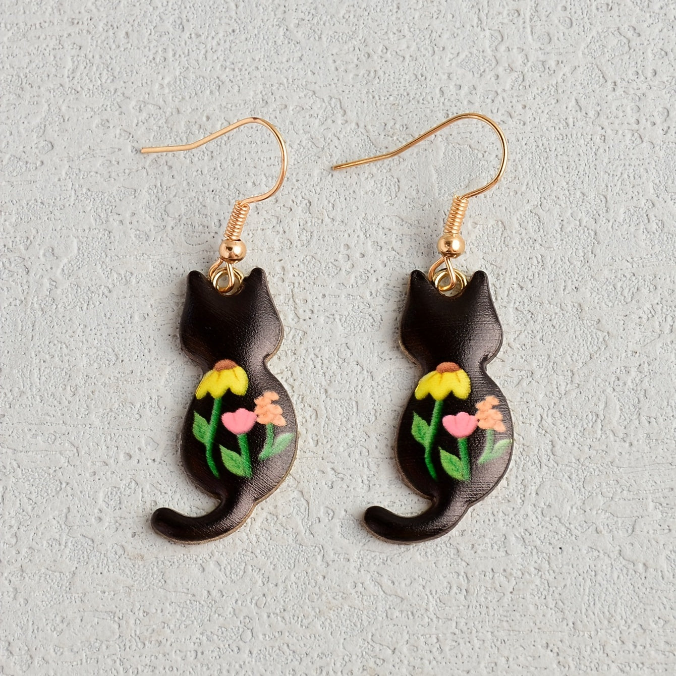 Cute Enamel Cat Design Dangle Earrings Cartoon Style Zinc Alloy Jewelry Adorable Gift For Women   Daily Casual