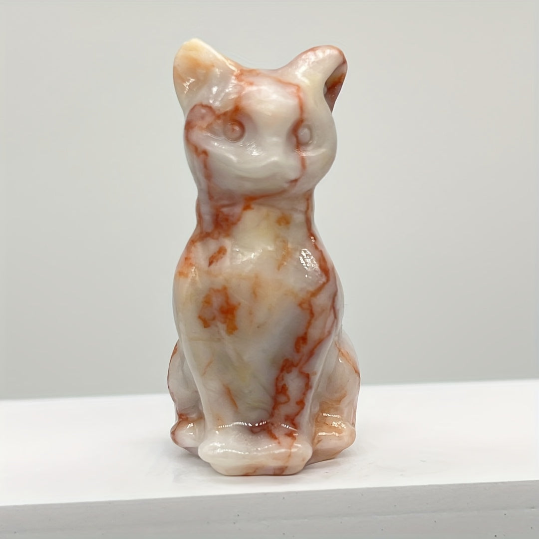 1Pc Exquisite Natural Crystal Whimsical Cat Figurine - Jewelry Accessories for Home Decoration - Unique Gift Idea with Cute Design and Sparkling Appearance