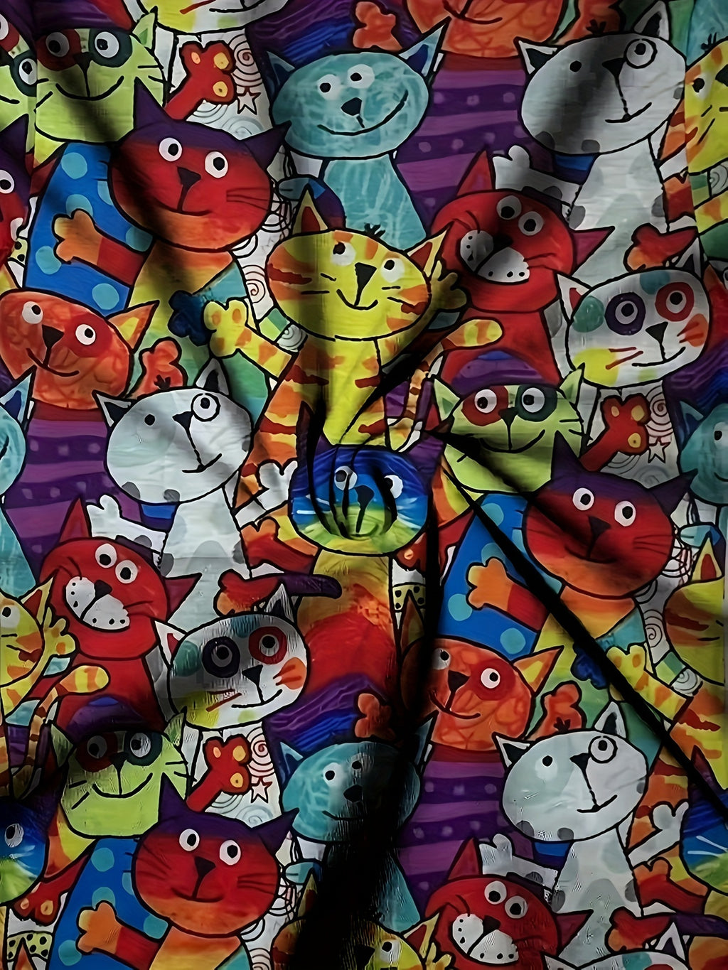 Cartoon Cat Print T-shirt, Short Sleeve Casual Tee For Summer & Spring, Women's Clothing