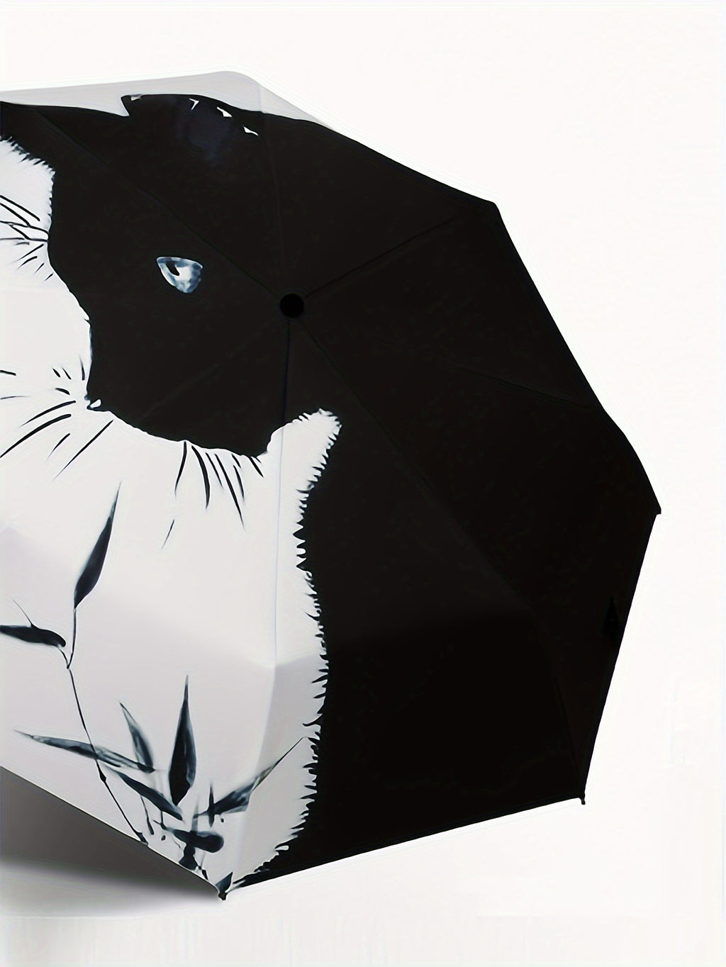 1pc Black And White Cat Pattern Folding Umbrella, Rainproof Sunshade UV Protection Travel Umbrella
