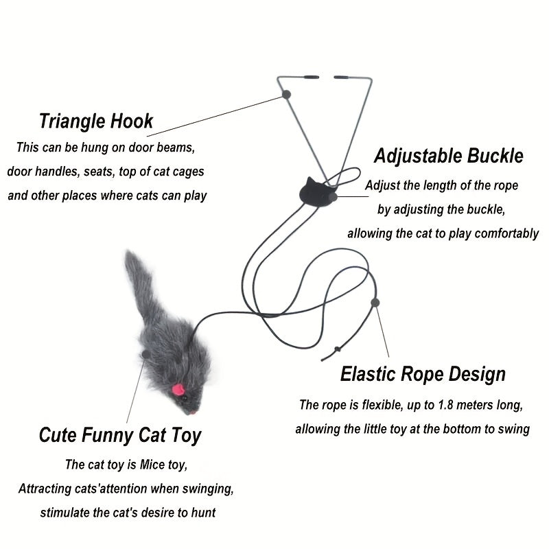 1pc Adjustable Hanging Cat Teaser Toy With Plush Material, Door Frame Clamp, Interactive Play Exercise For Kittens, Indoor Cats Entertainment Accessory, Antiskid Rubber Ends