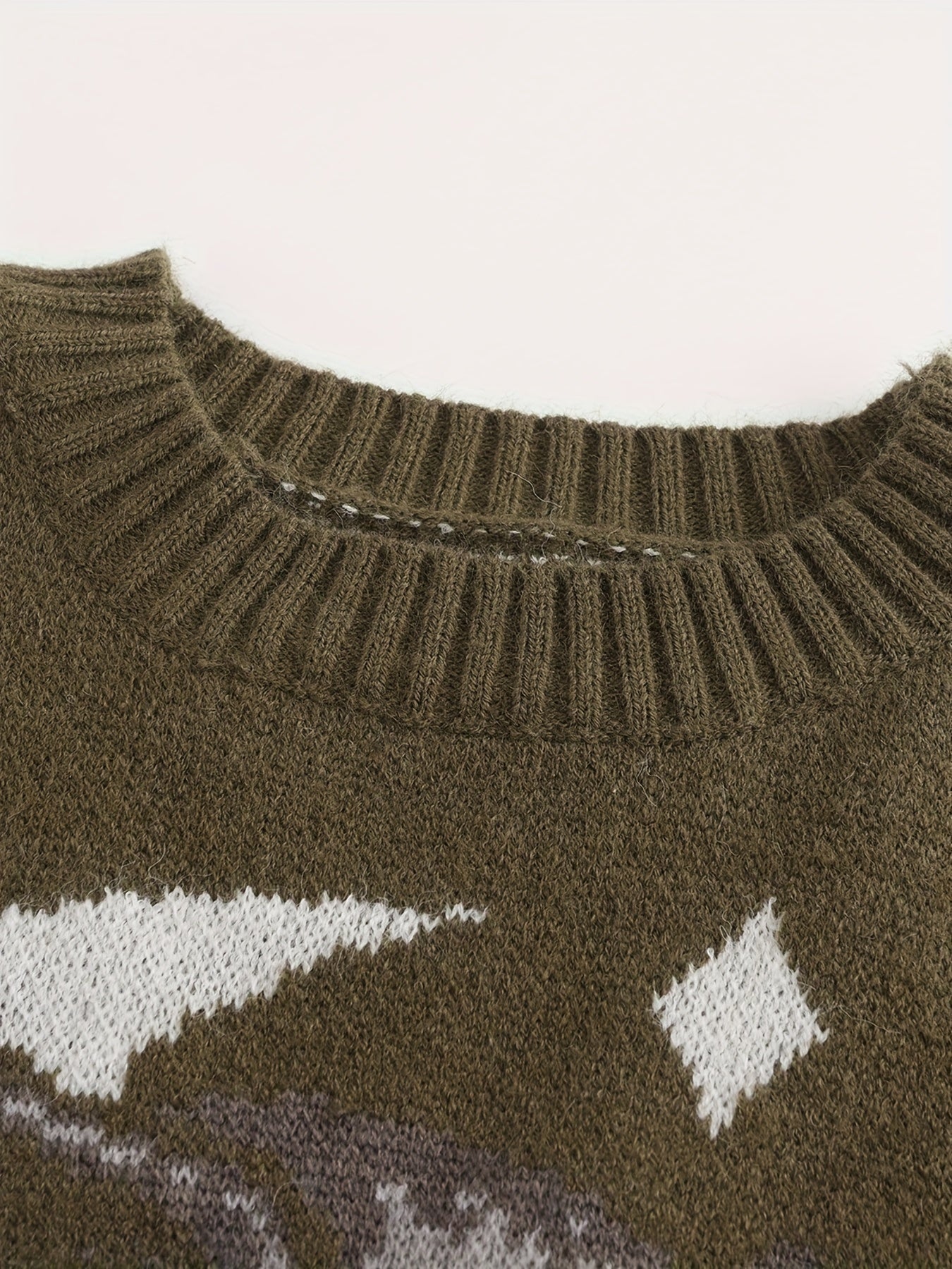 Y2K Pumpkin & Cat Pattern Knit Sweater, Casual Long Sleeve Pullover Sweater, Women's Clothing