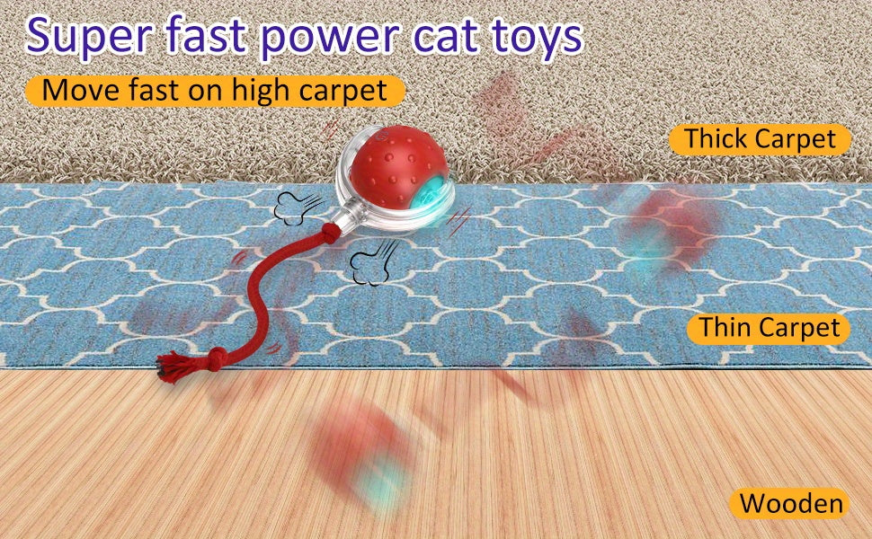 Whisker Whirlwind Interactive Cat Toy - Motion Sensor, Random Rolling, Bird Chirping, Long Tail Teaser - Engaging Kitten Toy for Endless Fun and Exercise