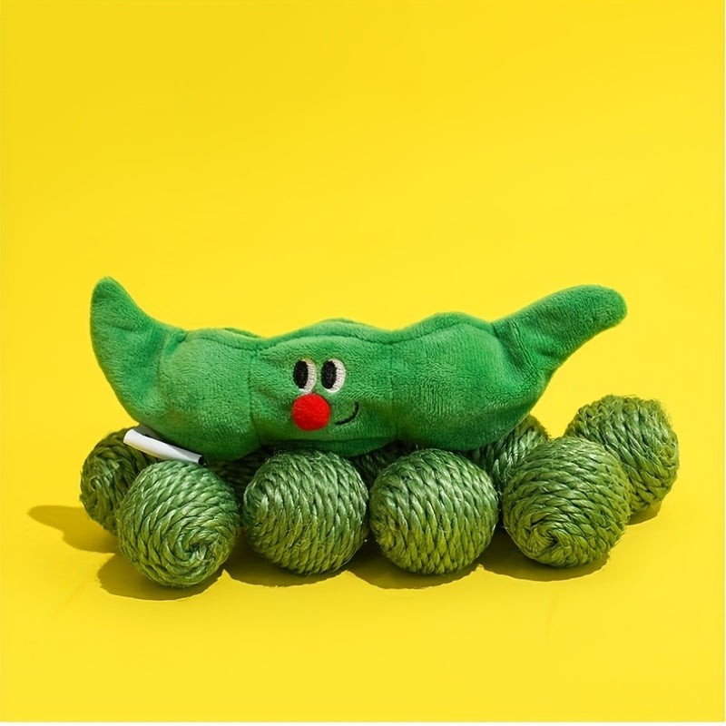ZEZE Cat Hide-and-seek Toy Kitten Teasing Cat Stick Self Enjoyable Relieve Boredom Sisal Ball Cat Teeth Grinding Pea Toy Ball Supplies
