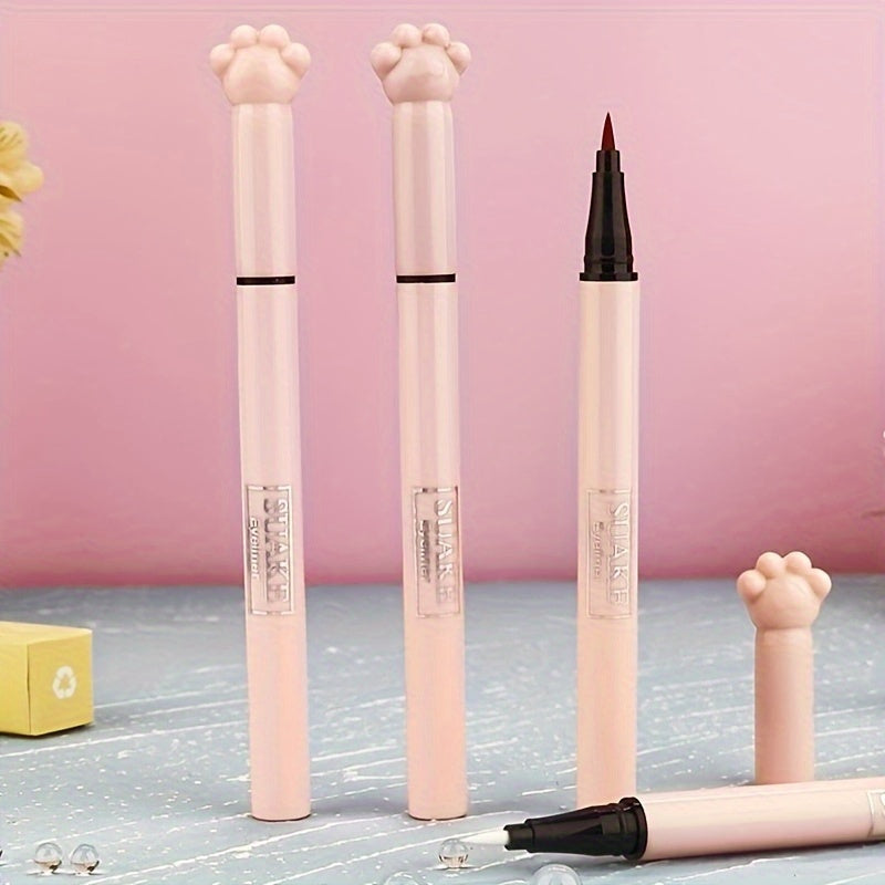 Waterproof Liquid Eyeliner Pen Smudge Proof Long Lasting Eyeliner Pen With Cute Cat Paw Packaging (black And Brown)