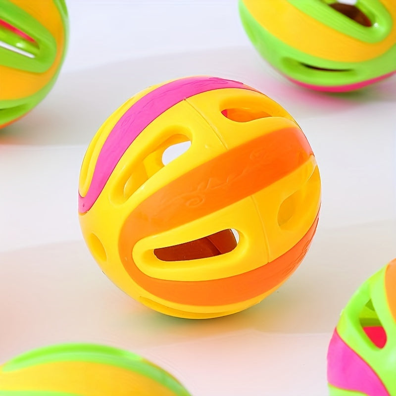 5pcs Interactive Cat Toy Balls With Bell - Plastic Hollow Jingle Balls For Indoor Kittens And Cats Play - Promotes Exercise And Mental Stimulation