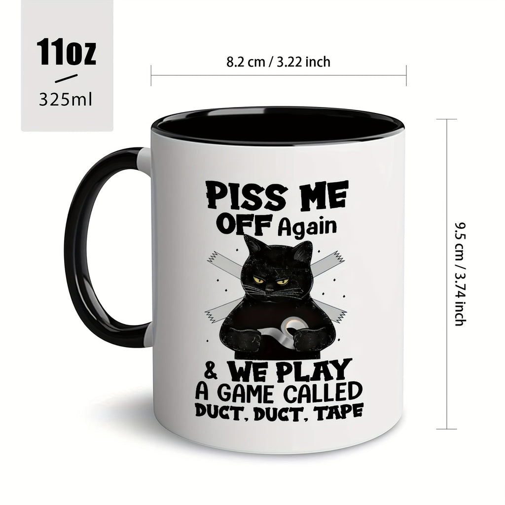 1pc Ceramic Coffee Cup - Black Cat Design - 11oz Home Office Mug For Coffee Lovers