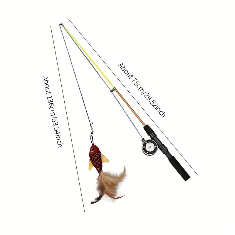 1pc 1pc Interactive Cat Feather Teaser Wand with Replacement Heads - Entertain Your Cat for Hours