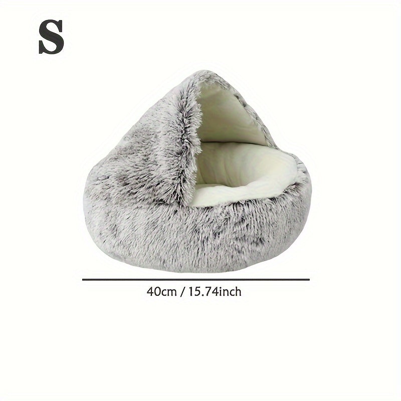 1pc Luxury Round Plush Hooded Pet Bed - Ultra-Soft & Cozy, Calming Anti-Anxiety Nest for Cats & Small Dogs - Perfect Indoor Haven for Restful Sleep