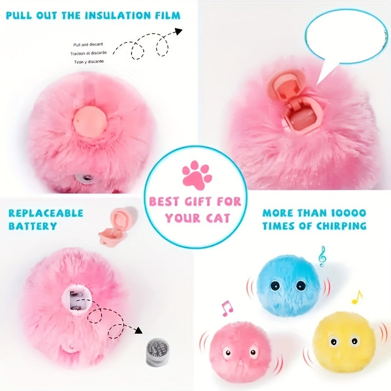 Chirping Ball Interactive Cat Plush Toy Ball - Squeaky Sound Training Toy For Cats - Fun Pet Toy Ball For Playtime And Exercise