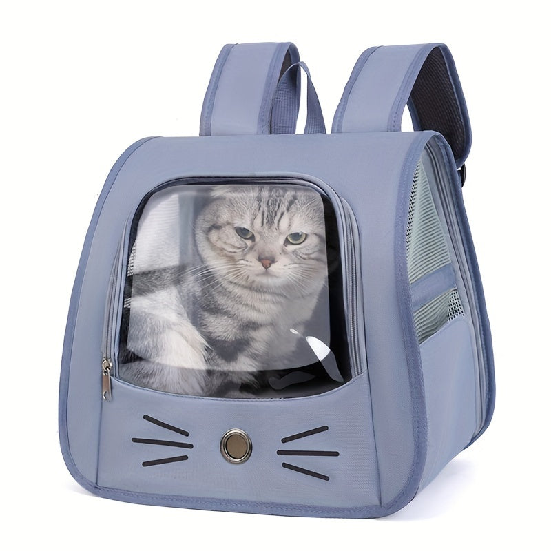 1pc Large Transparent Cat Backpack, Breathable Portable Pet Carrier With Ventilation Holes, Durable Travel Bag For Cats And Dogs, Comfortable Shoulder Straps, Pet Supplies