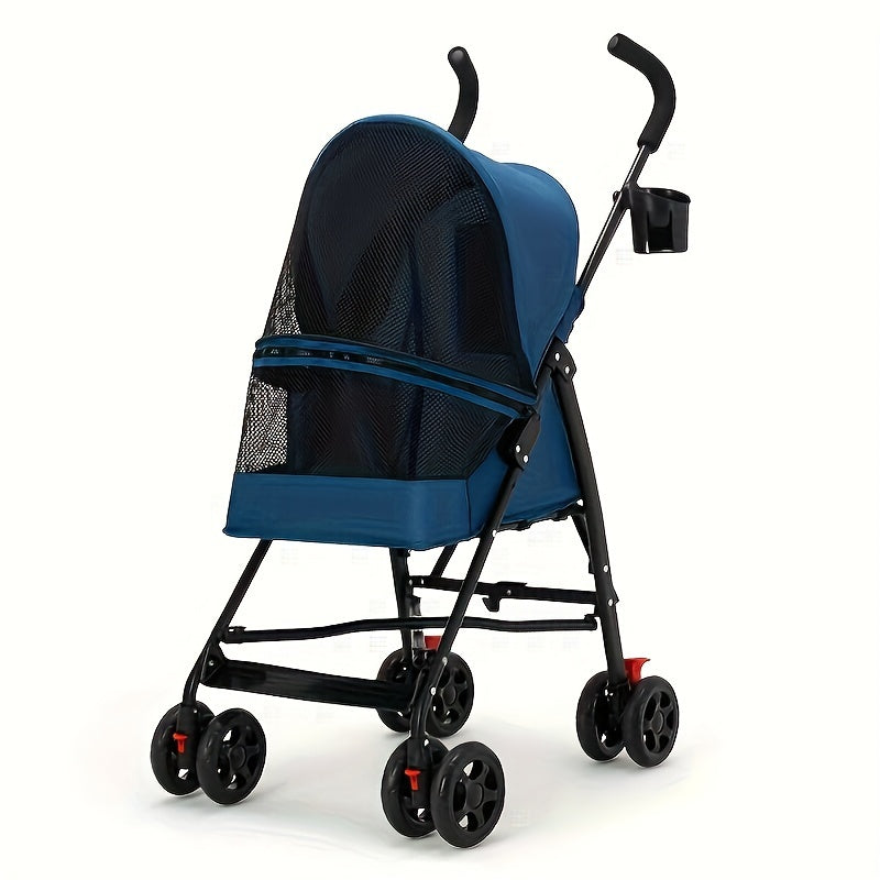 Lightweight & Foldable Pet Stroller for Small Dogs and Cats - Durable Metal Frame, Oxford Fabric, Multiple Colors Available