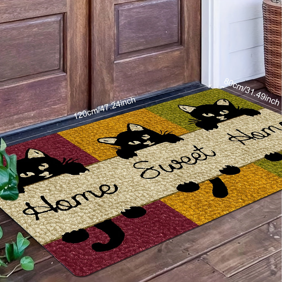 Charming Cat-Themed Door Mat 1pc - Non-Slip, Hand-Washable Rug - Perfect for Bedroom, Office, & Home Entryway Decor