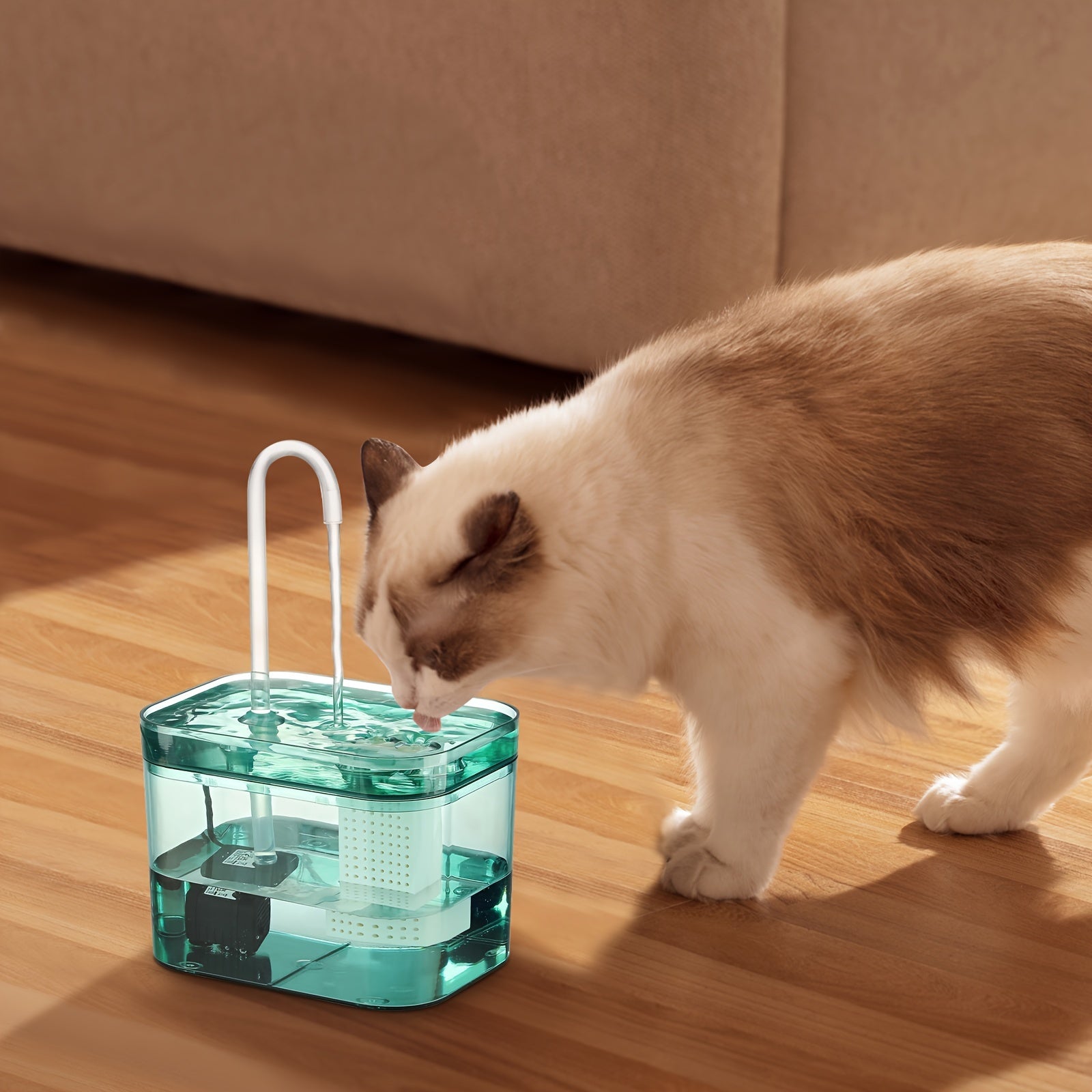 1.5L Cat Water Fountain with USB Power, Quiet Automatic Pet Drinking Dispenser with Circulating Filtration, Non-Battery Operated for Cats - ≤36V Safe Voltage