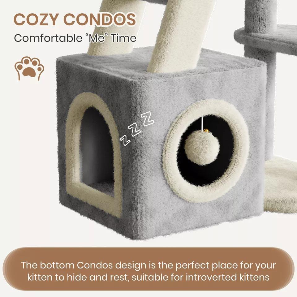 Dogat 107cm High - Quality Multilevel Cat Tree Tower with Scratching Posts - The Perfect Indoor Climbing House Condo for Your Feline Friend