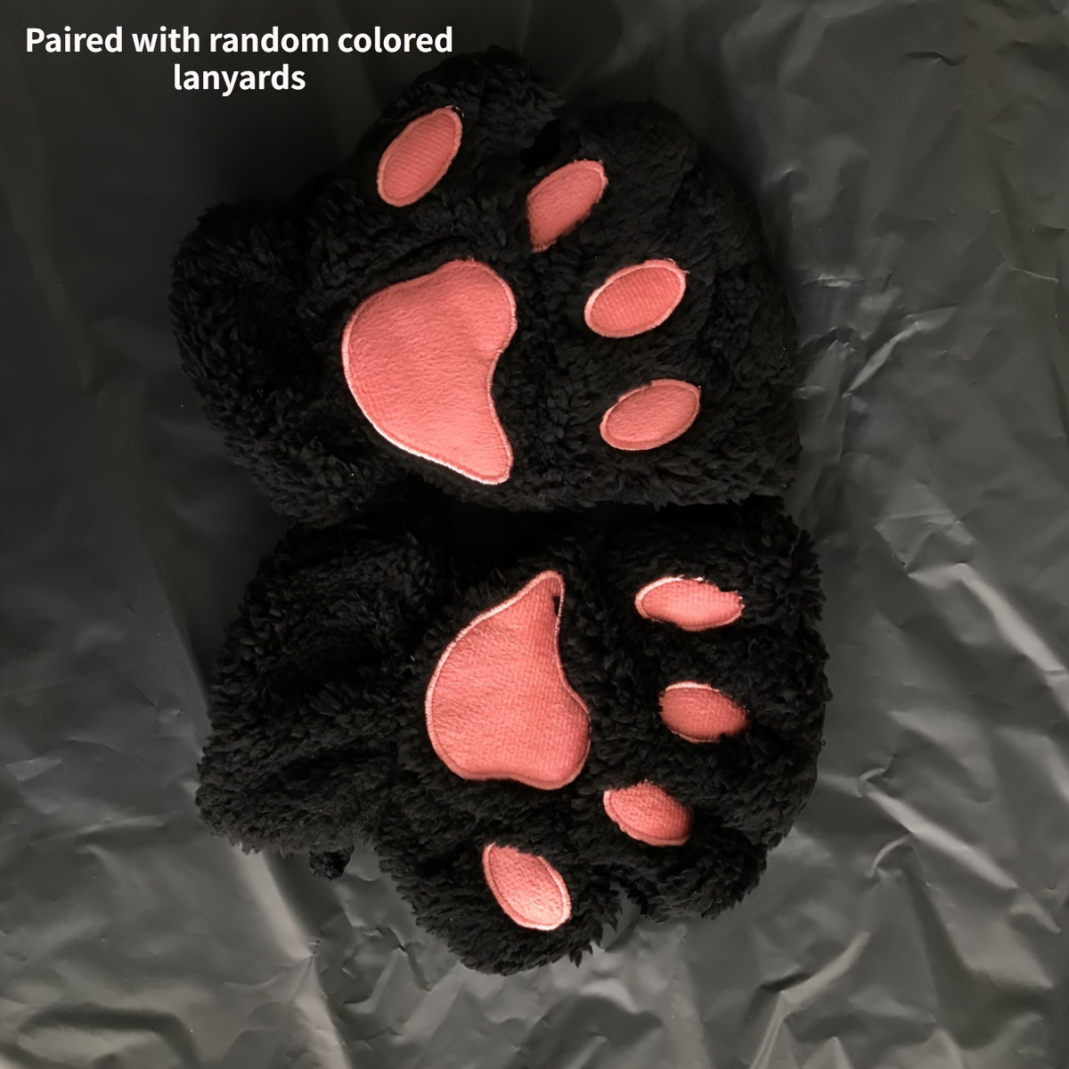 Warm Cute Cat Paw Fingerless Gloves, Winter Gloves