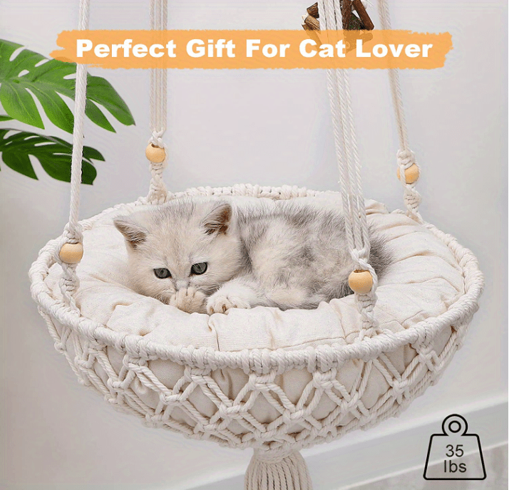 Handwoven Hanging Cat Hammock: Give Your Feline Friend A Comfy Place To Lounge!