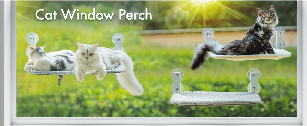 Cat Window Perch Foldable Cat Hammock For Window With Steel Frame, Window Seat For Indoor Cats