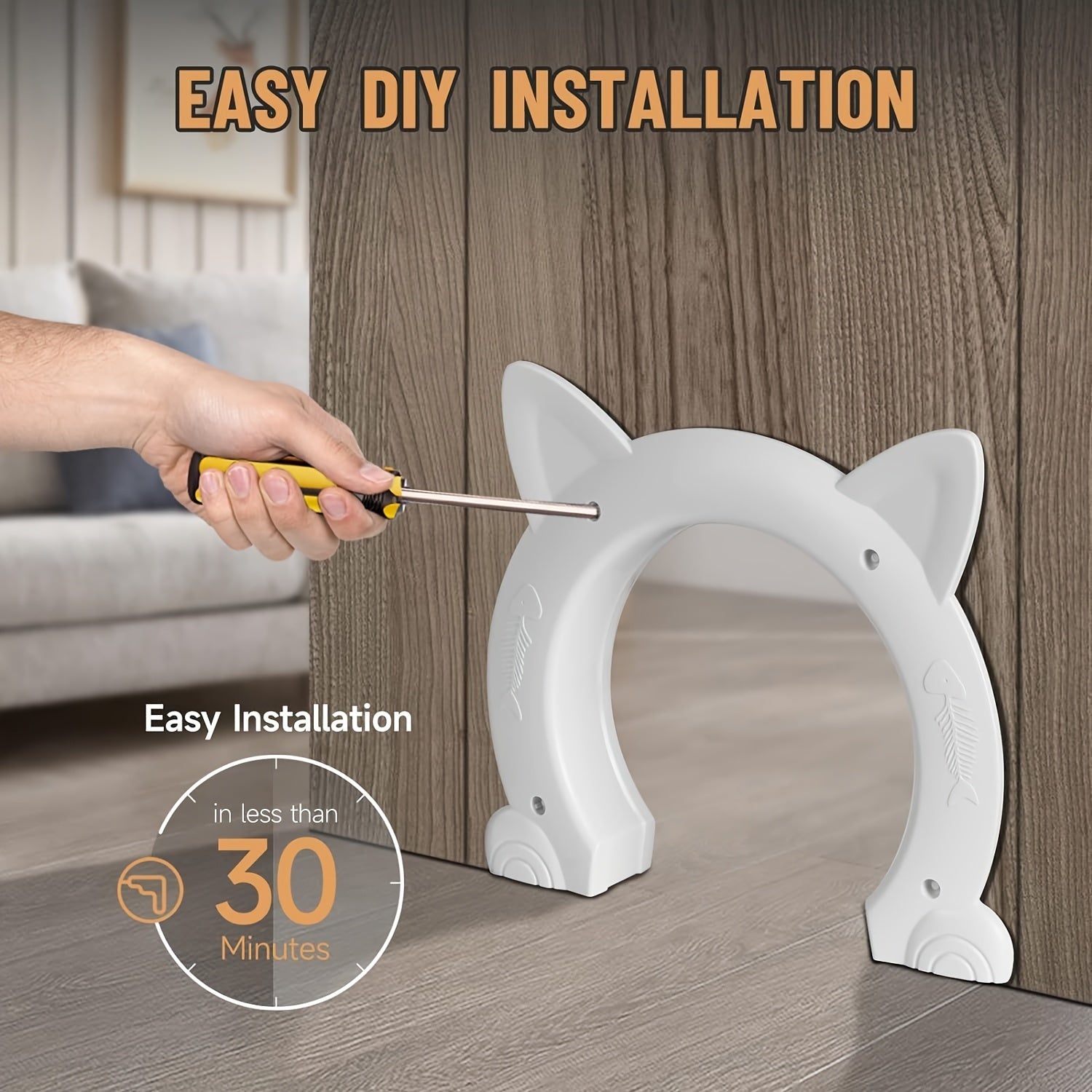 1pc Kitty Shaped Interior Cat Door - Pet Doors for Cats with Easy Installation and Space-Saving Design - Durable and Sturdy Cat Hole for Safe Passage