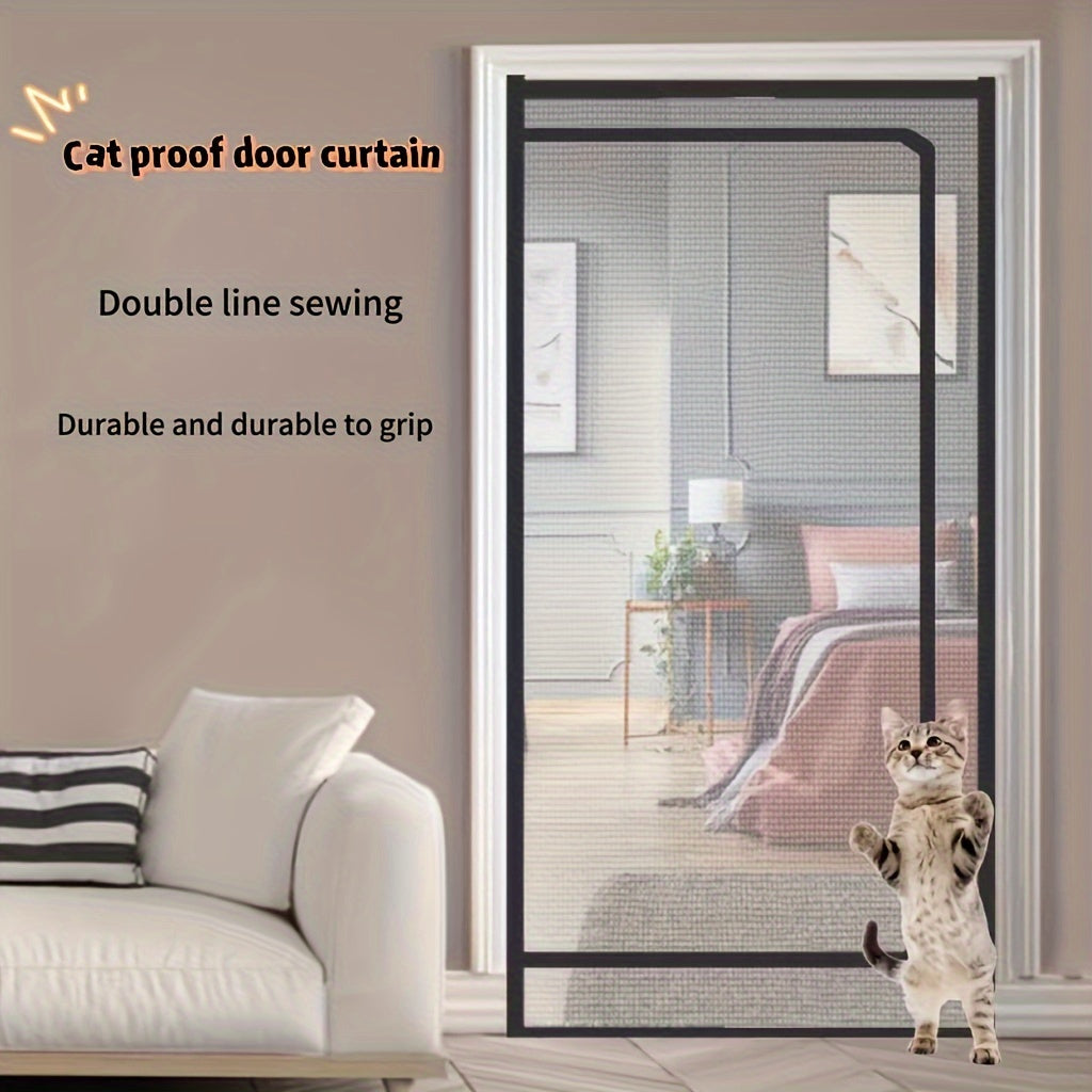Durable Double Line Sewing Cat Proof Door Curtain - Pet Gate for Cats, Made of Sturdy PP Material