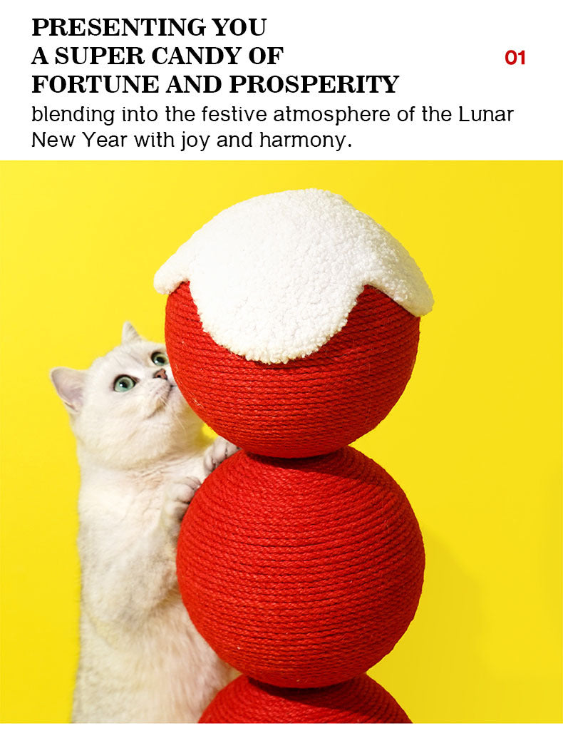 Tomatoes On Sticks Design New Year Decorations Cat Tree Cat Nest Integrated Cat Scratching Post Cat Grinding Claw Cat Scratching Board Cat Bed Tree Does Not Drop Debris Wear-resistant Toy