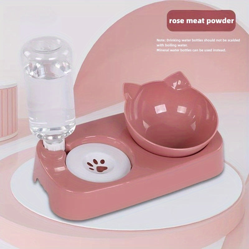 1pc Premium Cat Water & Food Bowl Set - Automatic Dispenser with Elevated Feeder, Two-in-one Hygienic Solution for Healthy Feeding, Modern & Convenient Design for Your Furry Friend