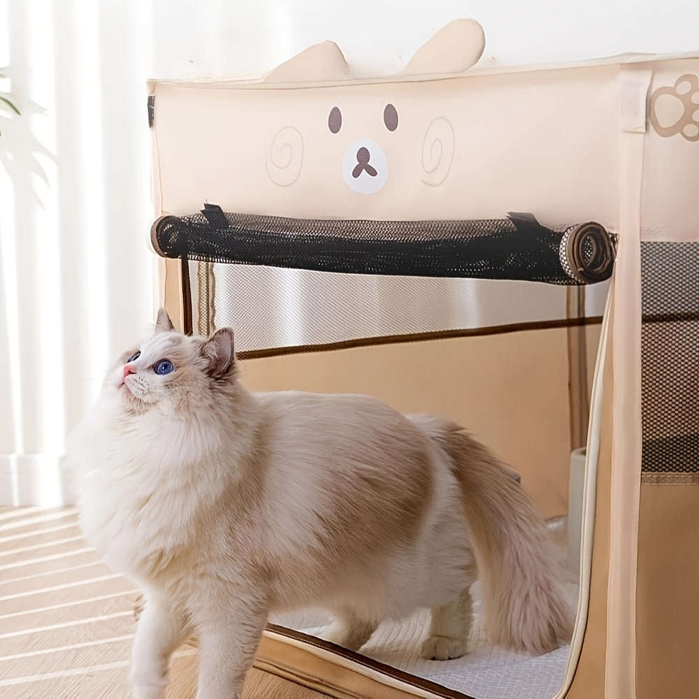 1pc Modern Polyester Portable Pet Tent - Foldable Cat Bed with Removable Zipper Top, Indoor & Outdoor Playpen for Dogs & Cats, Easy Assembly - For Cat & Dog Owners - Suitable for Indoor & Outdoor Play - Perfect Gift for Pet L