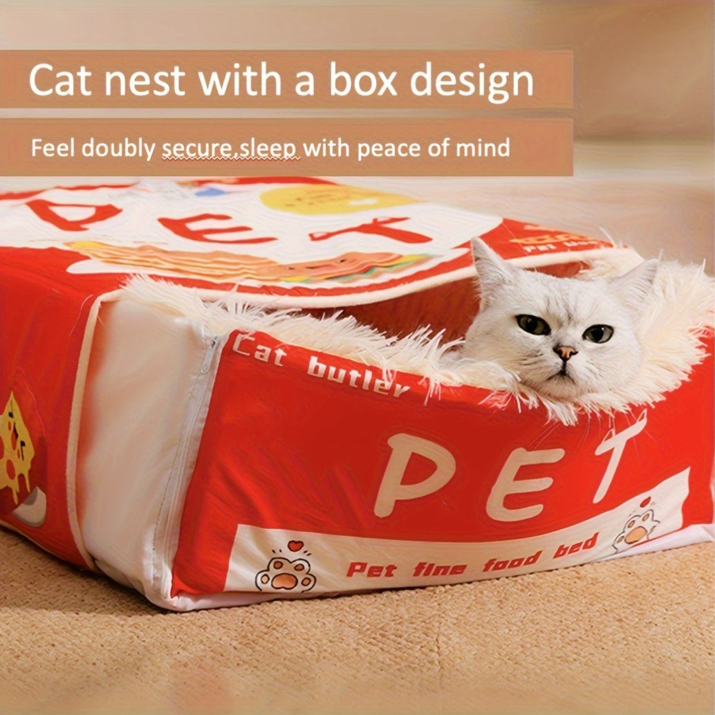 Rectangular Fully Enclosed Cat Bed, Snack Box Pet Bed, Universal Pet Bed for All Seasons, Winter Cat Bed, The Best Gift for Cats, New Year'S Gift, Giving Your Cat a Warm Home