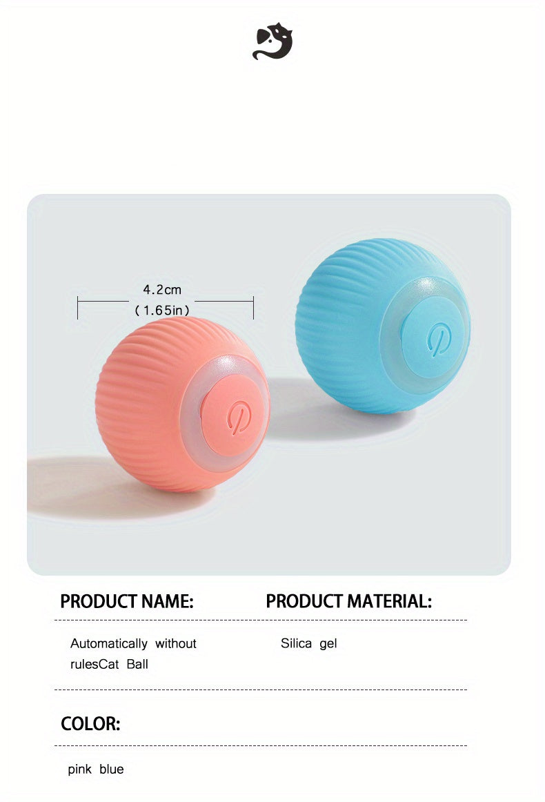 MIAOQUANJI Automatic Rolling Ball Toy for Cats - USB Rechargeable Interactive Play Ball with Motion-Activated Glow-in-the-Dark Feature, Durable Silicone, Safe for All Breeds & Sizes, Blue, Cat Ball Toy