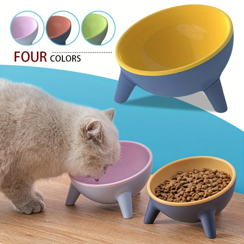 Elevated Cat Feeder Bowl With Stand 15 Degree Tilted Cat Food Bowl Water Dish For Neck Protection