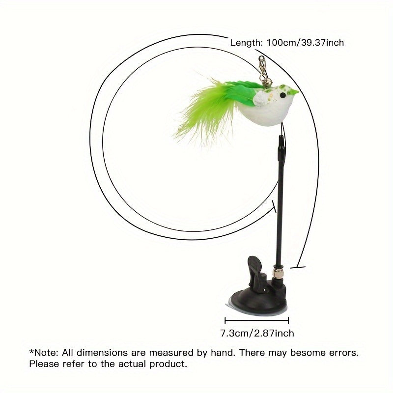 1pc Feather Decor Cat Wire Teaser Stick With Suction Cup For Cat Interactive Supply