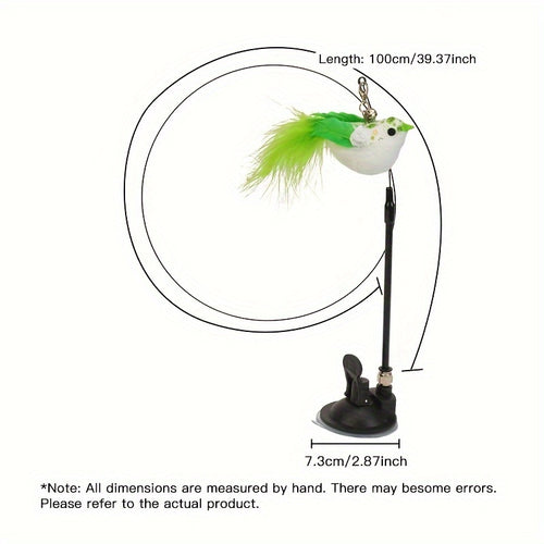 1pc Feather Decor Cat Wire Teaser Stick With Suction Cup For Cat Interactive Supply
