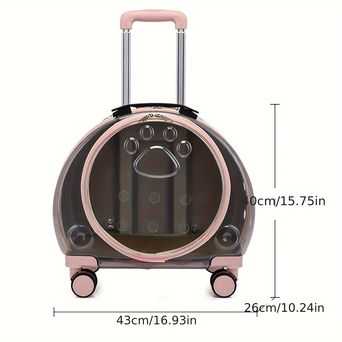 Large Capacity Transparent Pet Carrier with Wheels - Astronaut Capsule Backpack for Dogs & Cats, Portable Pull Rod Design