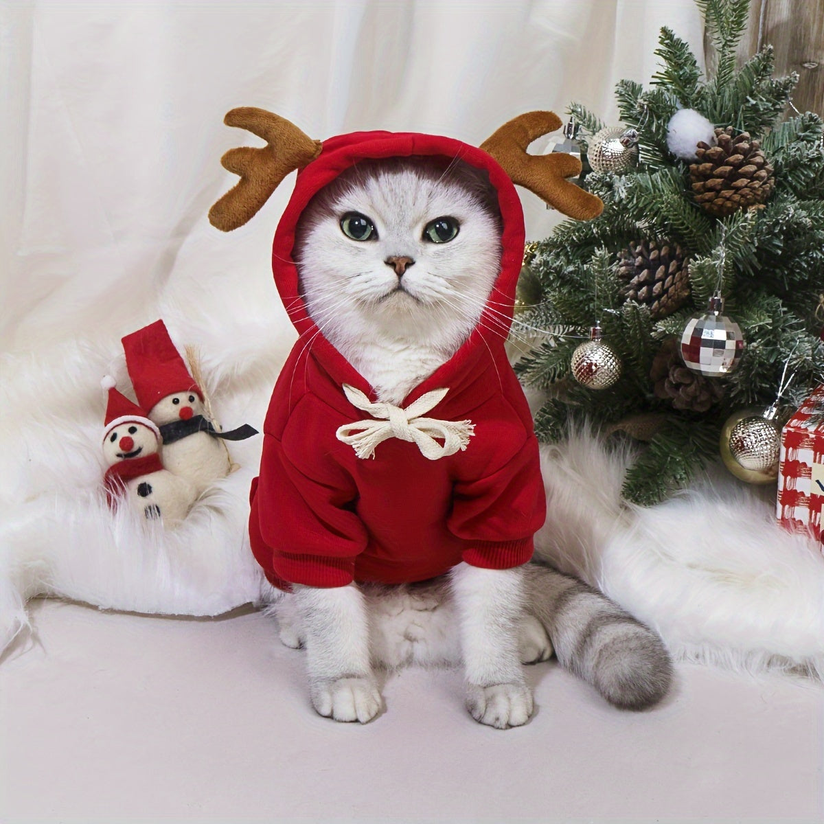 1pc Cute Christmas Deer Design Pet Sweatshirt, Dog And Cat Warm Hoodie, Dog Sweater With Pocket In The Back, Pet Autumn And Winter Clothes For Festival Party Daily Wear