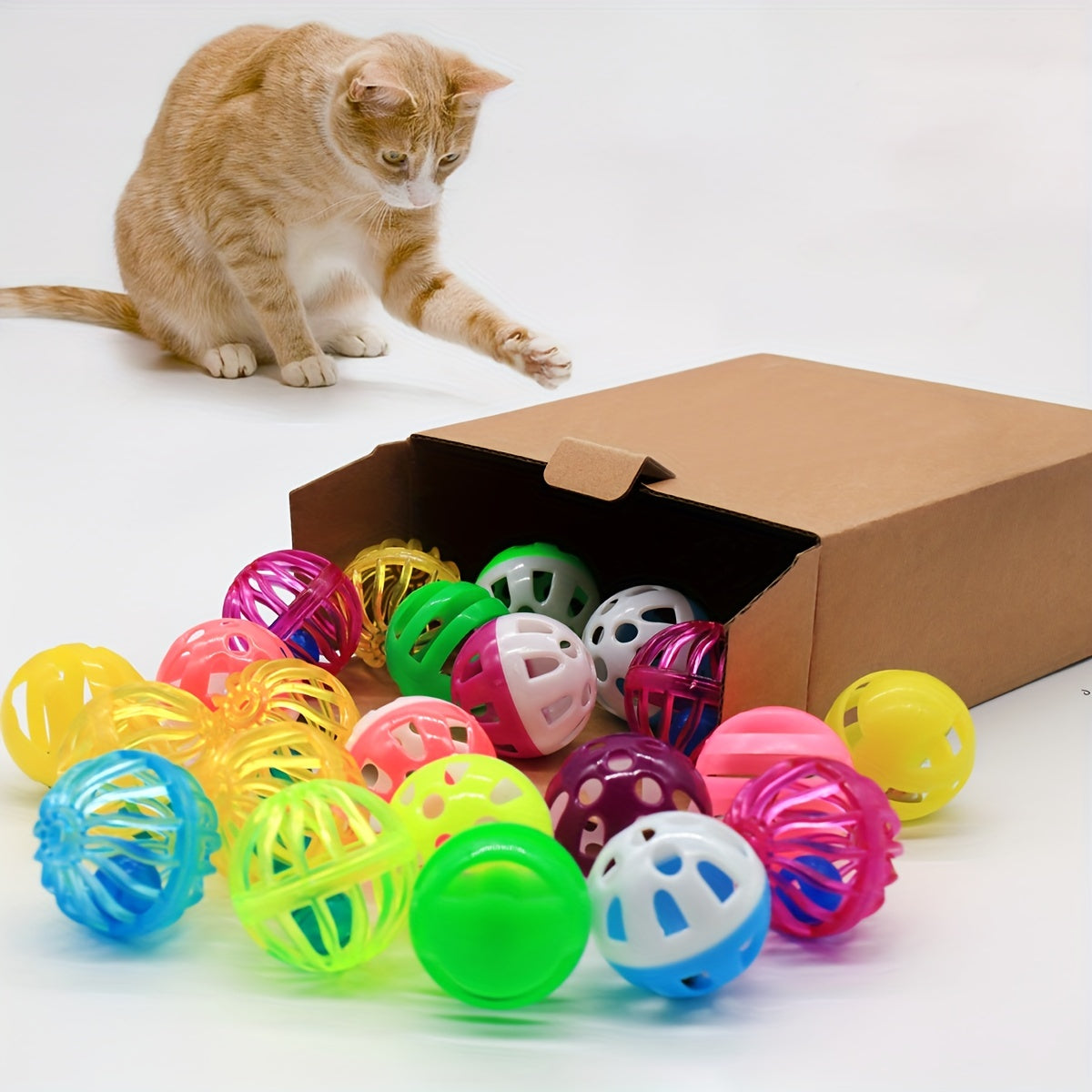 24pcs/pack Random Color Cat Toy Set, Including Bell Ball, Suitable For Both Indoor And Outdoor Activities