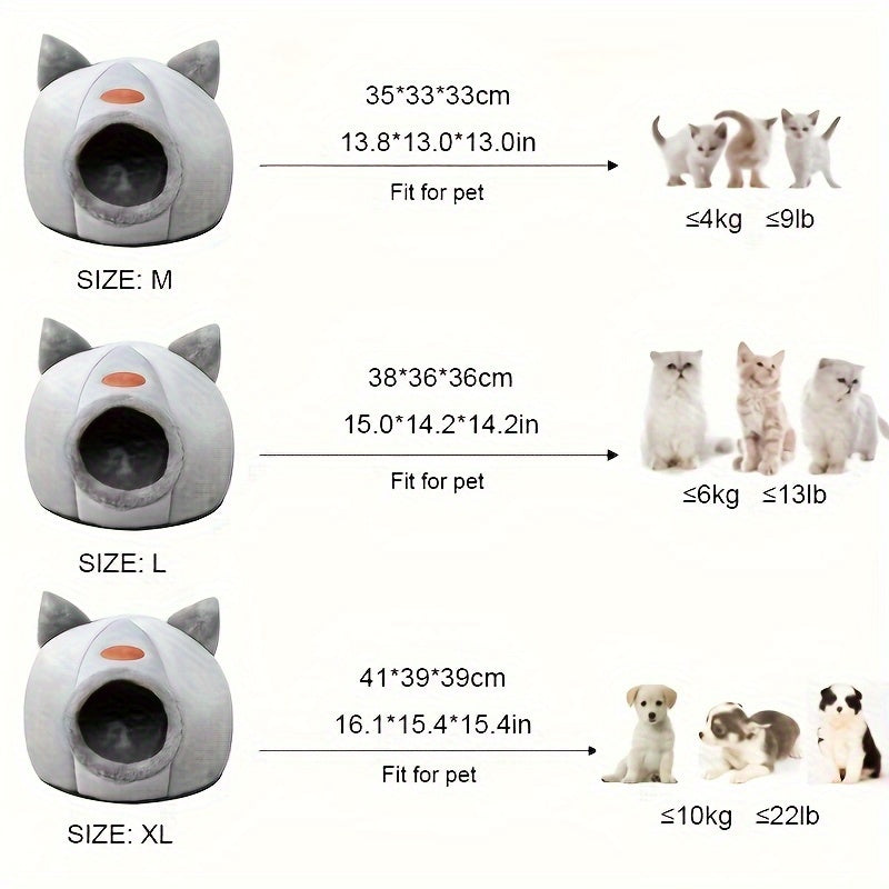 Cat Beds For Indoor Cats, Non-slip Puppy Bed, Gray Cat Nest, Comfortable Pet House Cat Tent