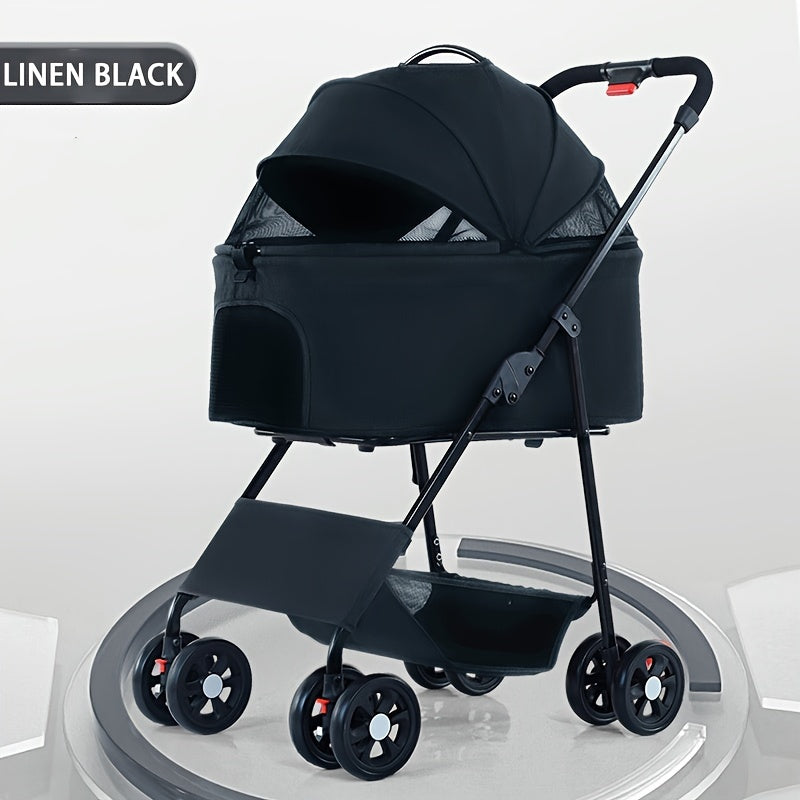 Lightweight And Foldable Pet Stroller For Small And Medium-sized Dogs And Cats, Portable And Detachable For Walking Small Dogs