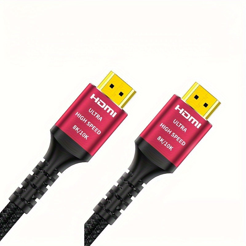 48Gbps 8K HDMI Cable 2.1 - High-Speed Hdmi Braided Cord for 4K@120Hz 8K@60Hz, DTS:X, HDR 10, HDCP 2.2 & 2.3 Compatible - Roku TV, PS5, PS4, HDTV, RTX 3080, RTX 3090, Blu-ray Ready with Cat 8 Ethernet Cable and Uncharged Power