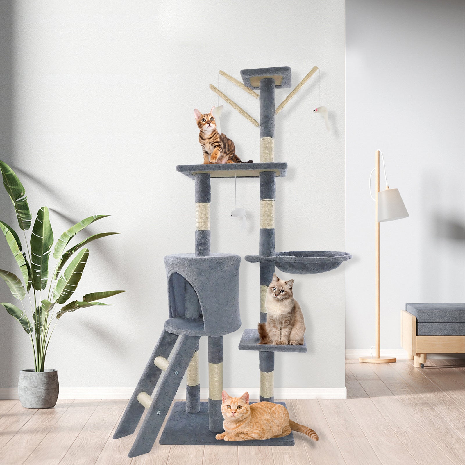 Cat Tree Kitten Scratching Post Activity Centre Cats Climbing Tower 140cm with Heavy Duty Sisal Cozy Condo for Indoor Cats Play and Rest